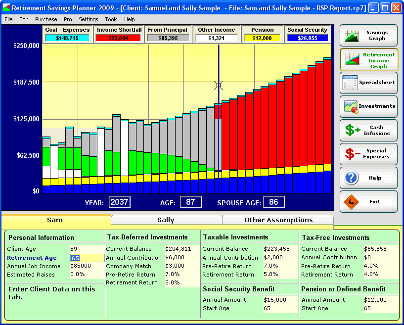 Retirement Savings Planner Screenshot