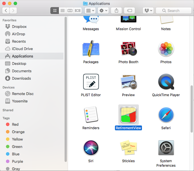 RetirementViewicon in Applications folder